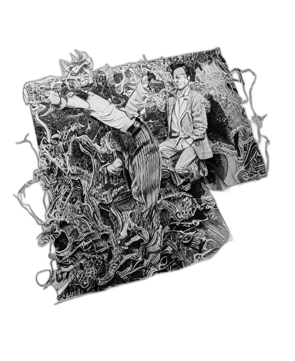 jacket, mask, crown, furniture, comic book art, concept art, cartoon, fantasy art transparent PNG cut-out