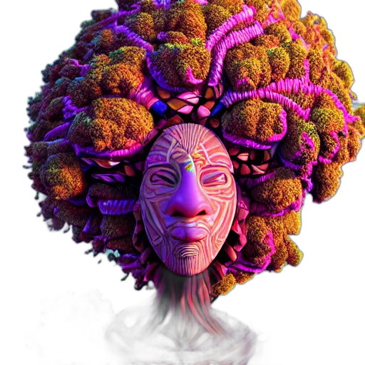 crown, mask, hair, face, 3d render, concept art, fantasy art, photorealistic transparent PNG cut-out