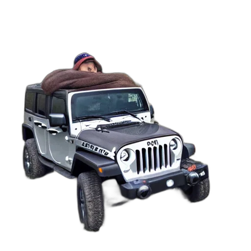 car, creature, animal, jacket, 3d render, concept art, photorealistic, riding transparent PNG cut-out
