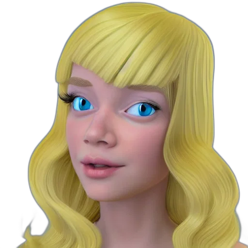 face, hair, 3d render, concept art transparent PNG cut-out