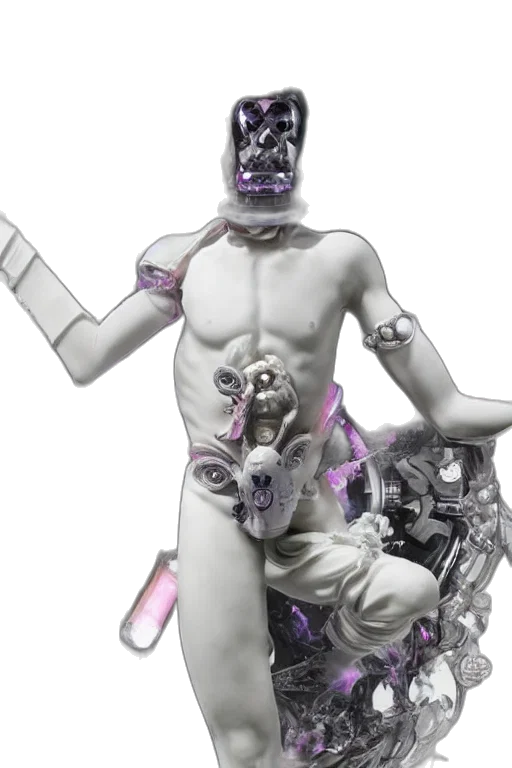 robot, mask, creature, 3d render, concept art, vaporwave, fantasy art, full transparent PNG cut-out