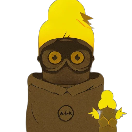 jacket, mask, staff, weapon transparent PNG cut-out