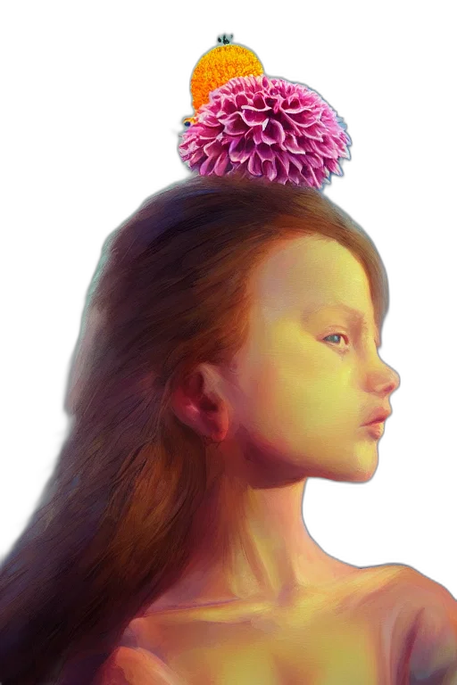 crown, hair, face, mask, photorealistic, 3d render, concept art, fantasy art transparent PNG cut-out