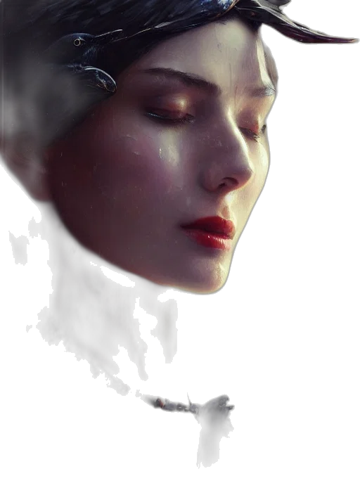 face, robot, mask, crown, fantasy art, concept art, photorealistic, cyberpunk transparent PNG cut-out
