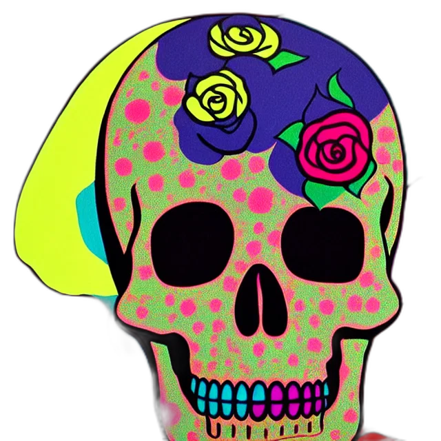 mask, face, flower, jacket, vaporwave, cartoon, pixel art, concept art transparent PNG cut-out