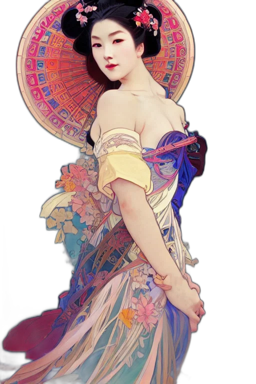 dress, hat, staff, umbrella transparent PNG cut-out