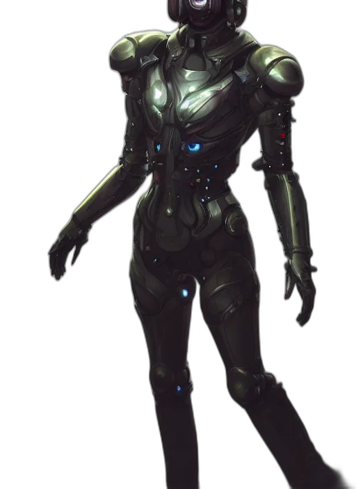 robot, concept art, cyberpunk, 3d render, fantasy art, outer space, dark, blue transparent PNG cut-out