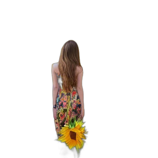 dress, flower, staff, umbrella, 3d render, photorealistic, oil painting, concept art transparent PNG cut-out