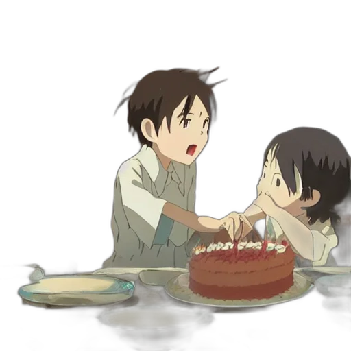 anime, concept art, underwater, fire, children, fighting, over, cake transparent PNG cut-out