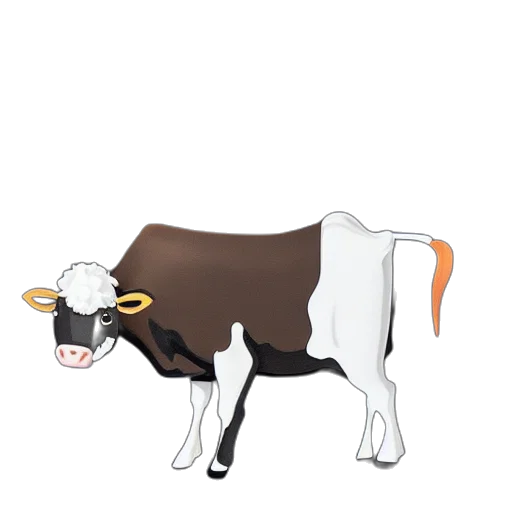 animal, concept art, 3d render, pixel art, cartoon, cow, moon, trending transparent PNG cut-out