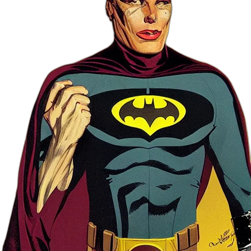 comic book art, cartoon, concept art, photorealistic, portrait, batman, adam, west transparent PNG cut-out