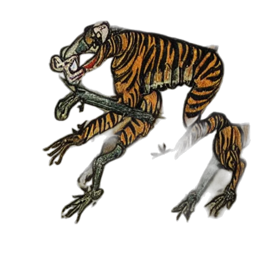 creature, animal, dragon, concept art, fantasy art, watercolor, comic book art, tiger transparent PNG cut-out