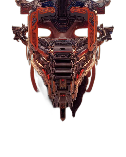 mask, robot, face, crown, cyberpunk, concept art, 3d render, fantasy art transparent PNG cut-out