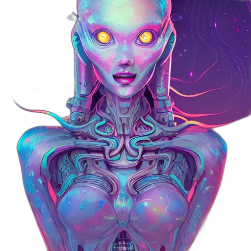 robot, face, mask, cyberpunk, fantasy art, concept art, comic book art, neon lights transparent PNG cut-out