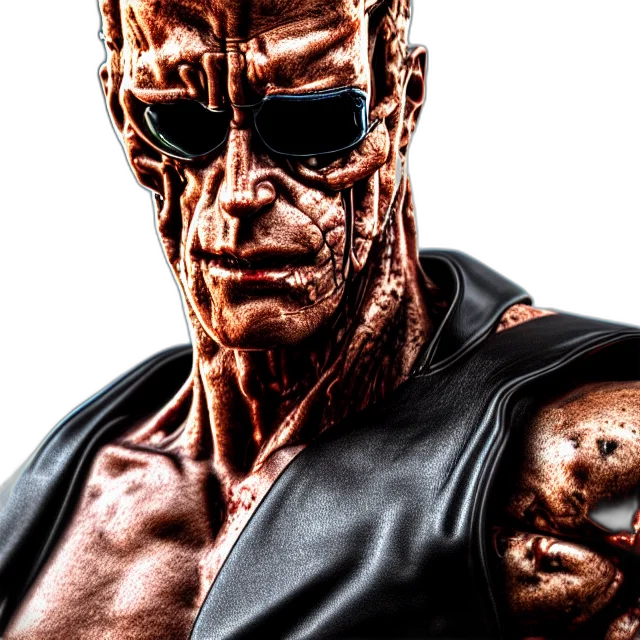 concept art, 3d render, cyberpunk, comic book art, terminator, jacked, off, his transparent PNG cut-out