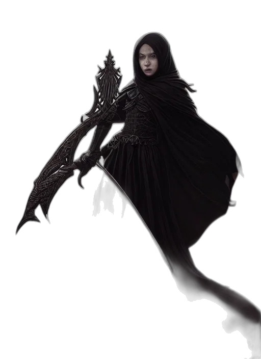 creature, dress, staff, mask transparent PNG cut-out