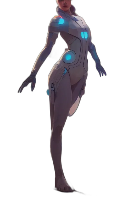 robot, dress, staff, weapon, concept art, cyberpunk, anime, fantasy art transparent PNG cut-out