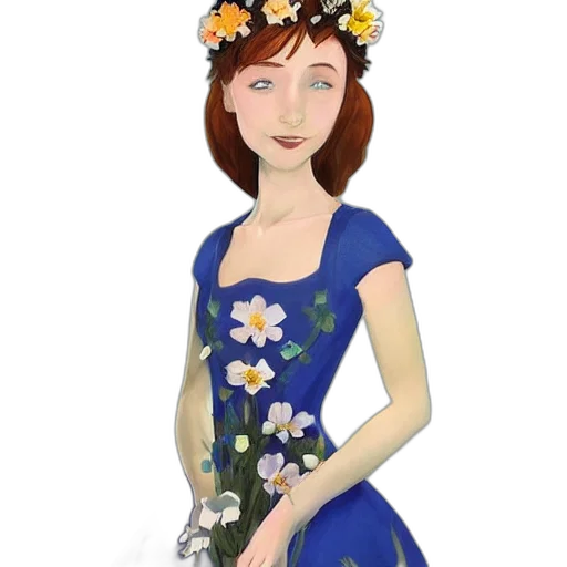 dress, jewelry, cartoon, photorealistic, fantasy art, 3d render, blue, anna transparent PNG cut-out