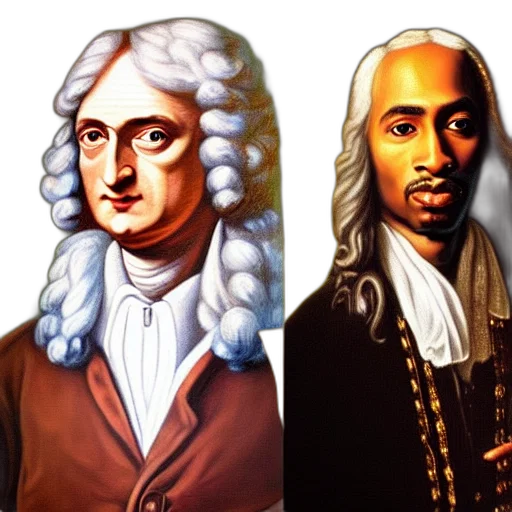 photorealistic, classical, portrait, sir, isaac, newton, tupac, shakur transparent PNG cut-out