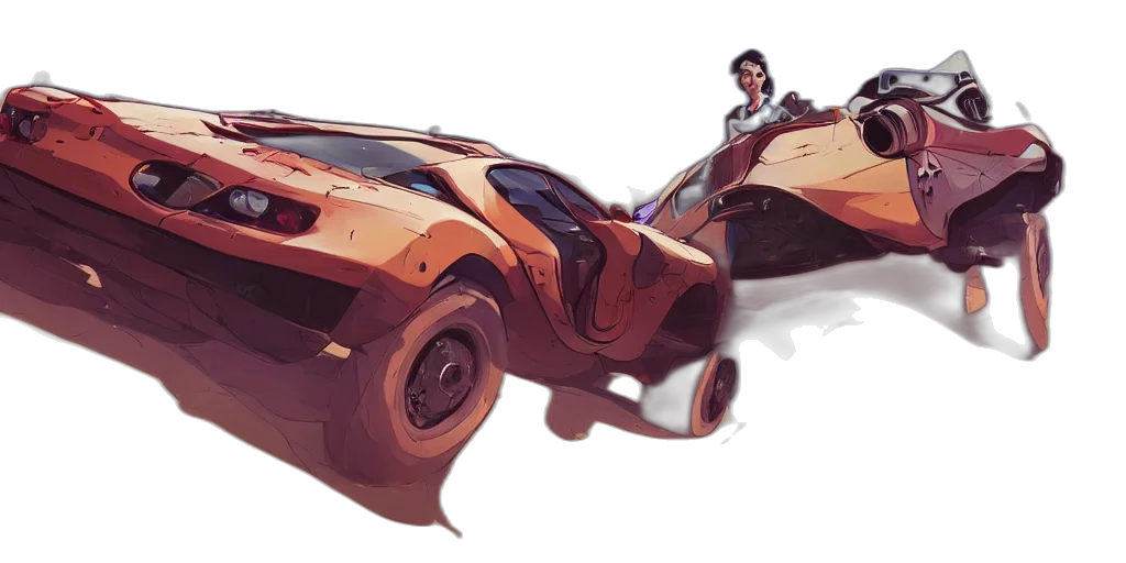 car, weapon, concept art, comic book art, 3d render, cyberpunk, golden, earth tones transparent PNG cut-out
