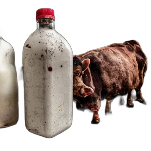 bottle, animal, food, dirty, milk, cow, inside, rusted transparent PNG cut-out