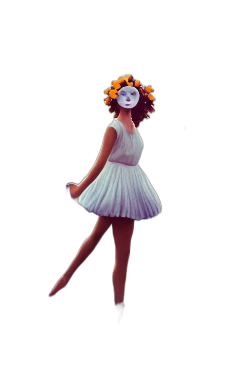 dress, flower, mask, crown transparent PNG cut-out