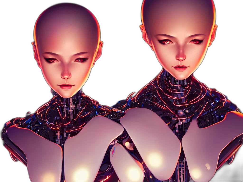 robot, cyberpunk, 3d render, concept art transparent PNG cut-out
