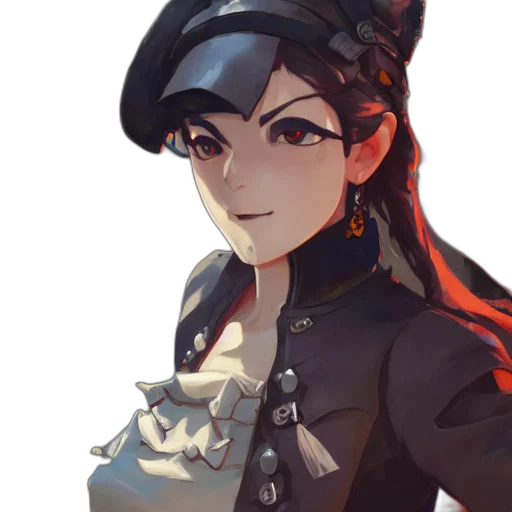 hat, staff, crown, face, anime, concept art, fantasy art, pixel art transparent PNG cut-out