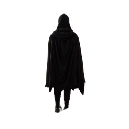 jacket, dress, mask, staff, concept art, 3d render, dark, perfectly transparent PNG cut-out