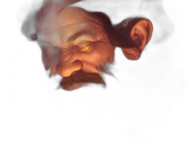 face, mask, staff, creature, concept art, fantasy art, photorealistic, watercolor transparent PNG cut-out