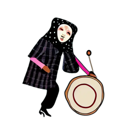 mask, staff, creature, umbrella, concept art, pixel art, cartoon, fantasy art transparent PNG cut-out