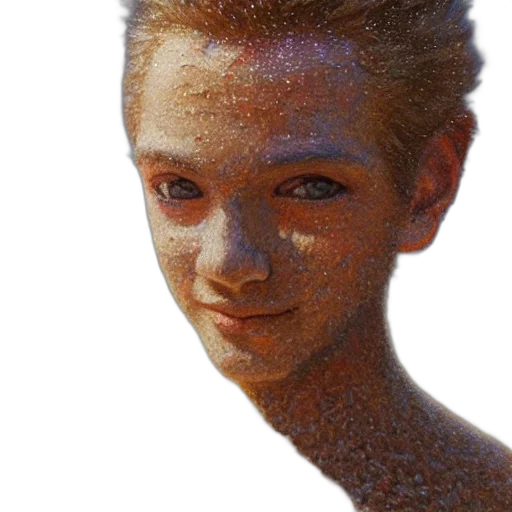 face, creature, robot, hair, photorealistic, 3d render, concept art, oil painting transparent PNG cut-out