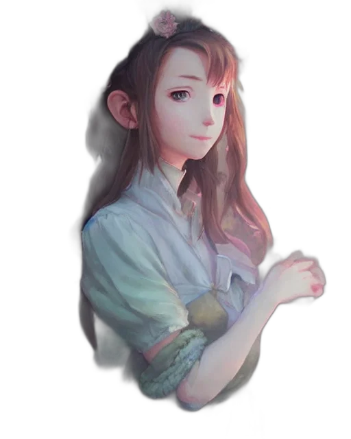 face, robot, dress, staff, fantasy art, watercolor, photorealistic, oil painting transparent PNG cut-out