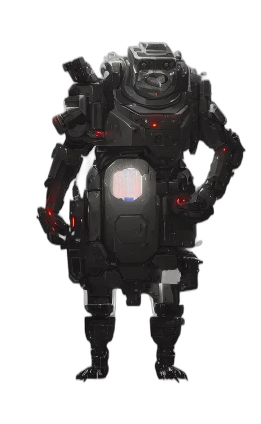 robot, weapon, jacket, staff, concept art, pixel art, cyberpunk, 3d render transparent PNG cut-out