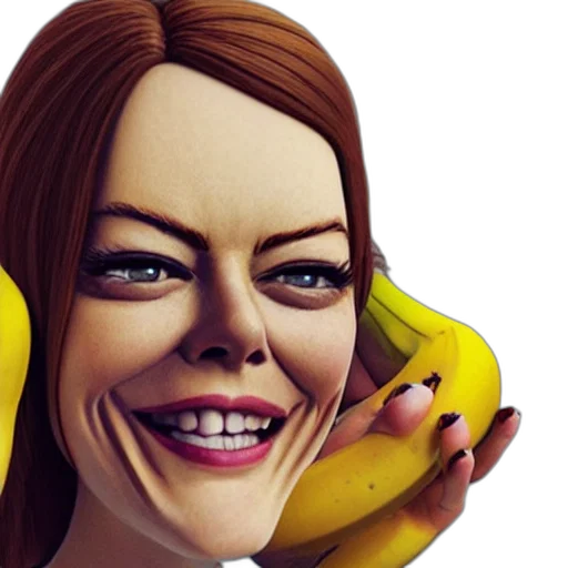 face, photorealistic, 3d render, concept art, comic book art, banana, woman, has transparent PNG cut-out
