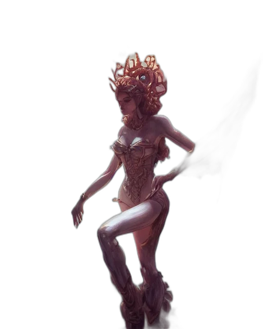 creature, crown, mask, dress, concept art, 3d render, fantasy art, pixel art transparent PNG cut-out