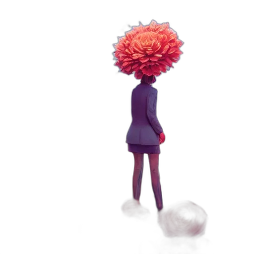 flower, hair, dress, crown, concept art, 3d render, pixel art, fantasy art transparent PNG cut-out