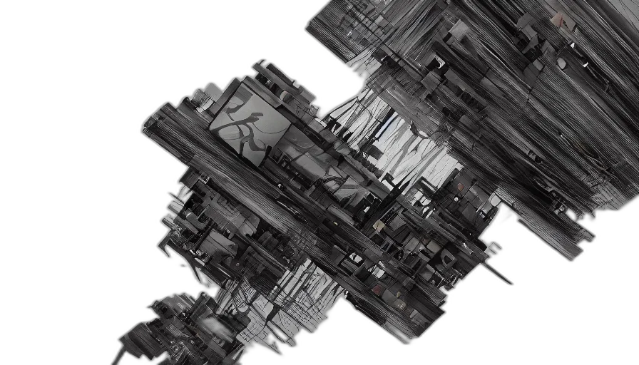 weapon, robot, sword, hair, cyberpunk, 3d render, concept art, pixel art transparent PNG cut-out