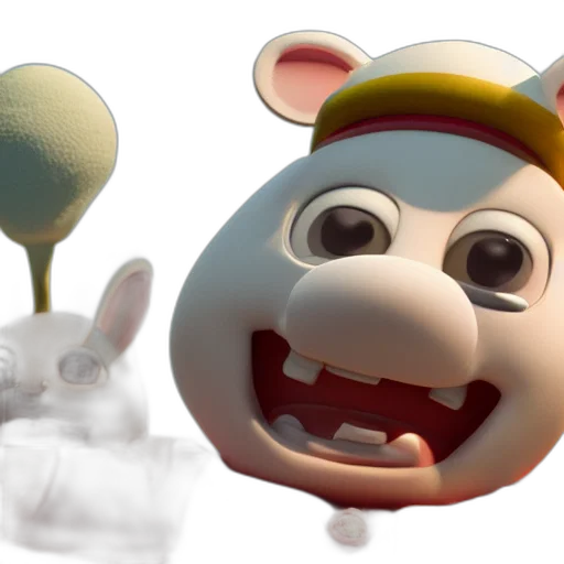3d render, concept art, photorealistic, rabbids transparent PNG cut-out