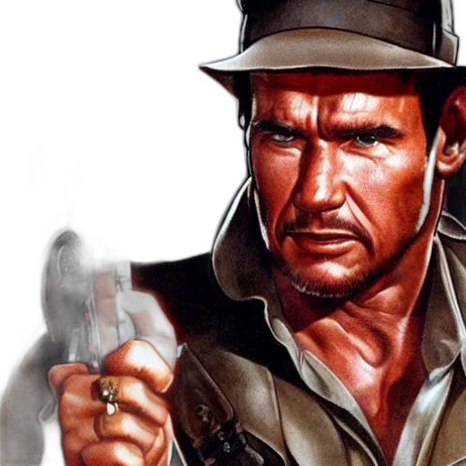 weapon, comic book art, concept art, photorealistic, indiana, jones, but, played transparent PNG cut-out