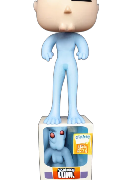 robot, creature, staff, 3d render, concept art, cartoon, blue, funko transparent PNG cut-out
