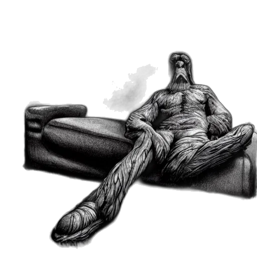 furniture, creature, animal, shoes, comic book art, pencil sketch, concept art, photorealistic transparent PNG cut-out