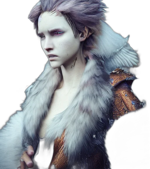 jacket, face, creature, dragon, fantasy art, concept art, photorealistic, 3d render transparent PNG cut-out