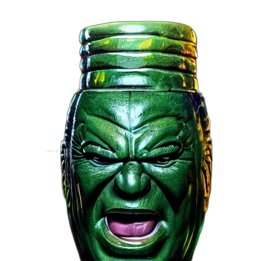 mask, bottle, face, crown, comic book art, concept art, 3d render, photorealistic transparent PNG cut-out
