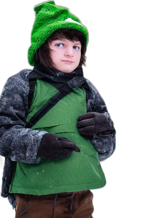 jacket, hat, creature, animal, 3d render, photorealistic, concept art, snow transparent PNG cut-out