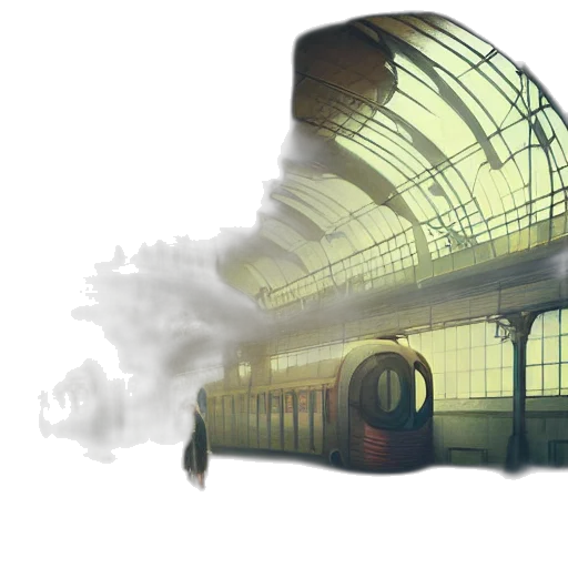 car, building, umbrella, concept art, photorealistic, watercolor, 3d render, fog transparent PNG cut-out