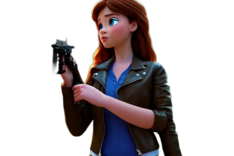 jacket, weapon, staff, robot, 3d render, concept art, cartoon, comic book art transparent PNG cut-out