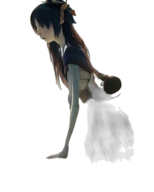 dress, creature, mask, staff, concept art, watercolor, anime, fantasy art transparent PNG cut-out