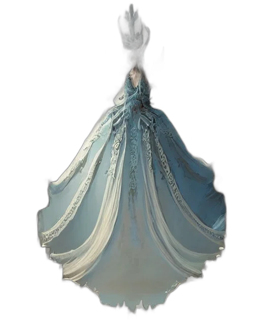 dress, crown, jewelry, staff, concept art, fantasy art, 3d render, watercolor transparent PNG cut-out
