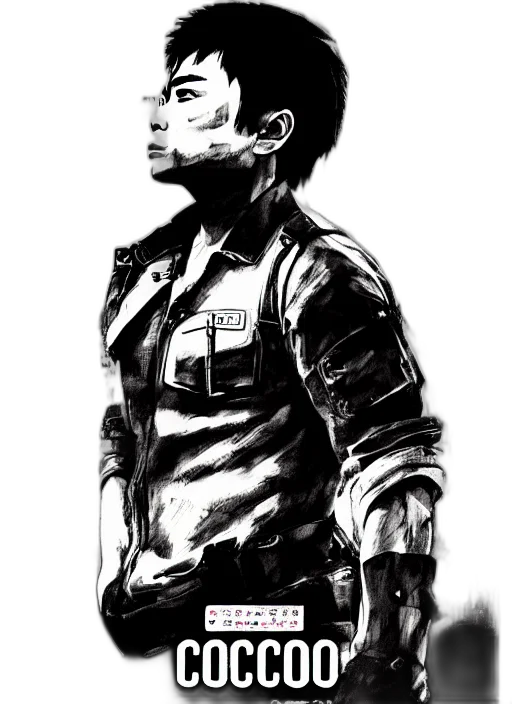 jacket, robot, face, comic book art transparent PNG cut-out